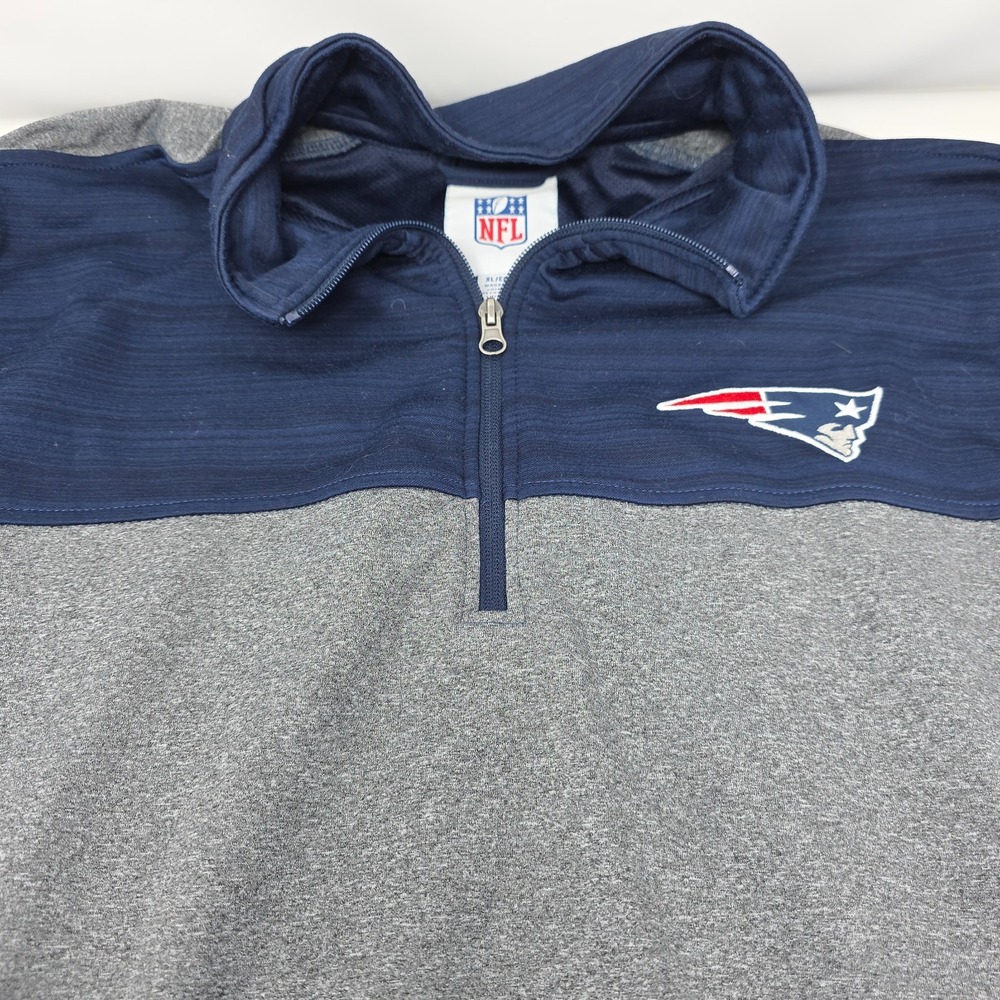 NFL New England Patriots Pullover Mens XL Blue Gray Quarter Zip Colorblock Logo